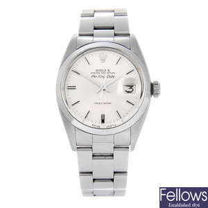 ROLEX - a gentleman's stainless steel Oyster Perpetual Air-King-Date Precision bracelet watch.