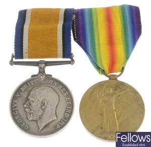 A Great War BWM/Victory Pair; together with WWII group of four with miniatures & a United Nations medal.