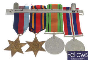 WWII mounted group of four medals, plus six loose WWII medals.