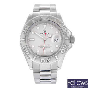 ROLEX - a gentleman's stainless steel Oyster Perpetual Date Yacht-Master bracelet watch.