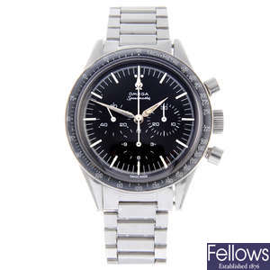 OMEGA - a gentleman's stainless steel Speedmaster "pre-Ed White" chronograph bracelet watch.