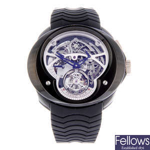FRANC VILA - a limited edition gentleman's PVD-treated stainless steel FV No.4 tourbillon chronograph wrist watch.