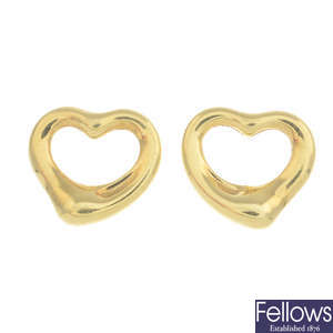 A pair of 'open heart' stud earrings, by Elsa Peretti for Tiffany & Co.
