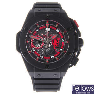 HUBLOT - a limited edition gentleman's ceramic Big Bang King Power Red Devil Manchester United chronograph wrist watch.