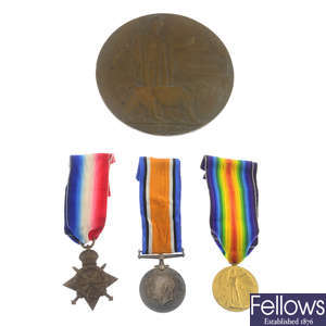 Great War Casualty Trio with Memorial Plaque to Pte. B. Ewell, & a further Great War Trio to Pte. E. Ewell.