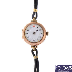 ROLEX - a 9ct rose gold wrist watch.