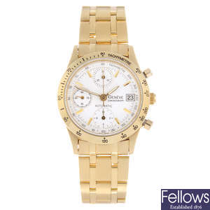 GENEVE - a gentleman's 18ct yellow gold chronograph bracelet watch.