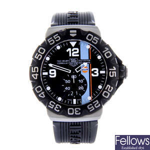 TAG HEUER - a gentleman's stainless steel Formula 1 Gulf Edition wrist watch.