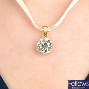 An old-cut diamond single-stone pendant, of 7.95cts.