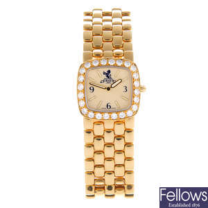 RITZ LONDON - a lady's 18ct yellow gold bracelet watch.