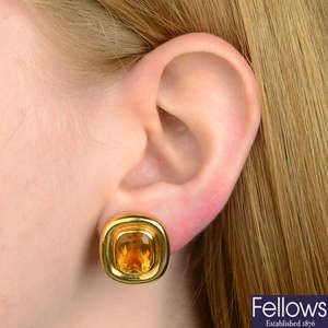 A pair of 18ct gold citrine earrings, by Paloma Picasso for Tiffany & Co.