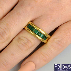 An 18ct gold emerald half-eternity ring, by Tiffany & Co.