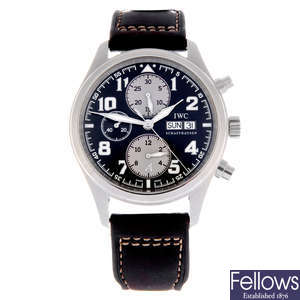 IWC - a gentleman's stainless steel Edition Saint Exupery chronongraph wrist watch.