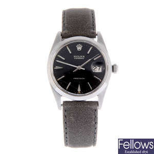 ROLEX - a gentleman's stainless steel Oysterdate Precision wrist watch.