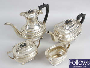 A modern silver four piece tea service by Mappin & Webb. 