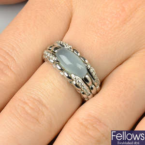 An aquamarine cabochon and diamond 'Lux' ring, by Fope.
