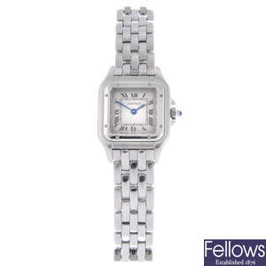 CARTIER - a lady's stainless steel Panthere bracelet watch.