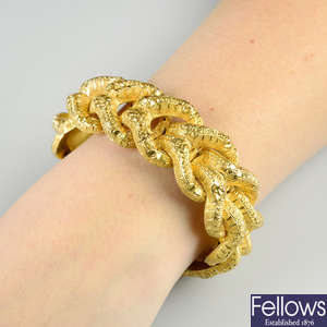 A mid 19th century gold floral embossed bracelet.