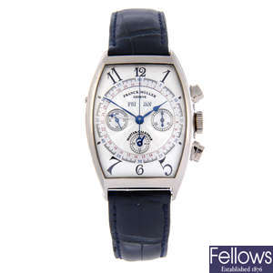 FRANCK MULLER - a gentleman's 18ct white gold Cintree Curvex Chronograph wrist watch.
