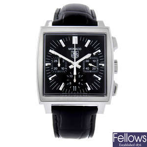 TAG HEUER - a gentleman's stainless steel Monaco chronograph wrist watch.
