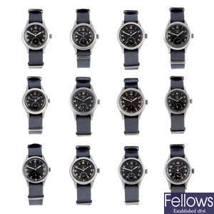 A complete collection of military "Dirty Dozen" watches.