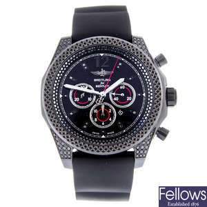 BREITLING - a gentleman's black stainless steel Bentley Barnato 42 chronograph wrist watch.