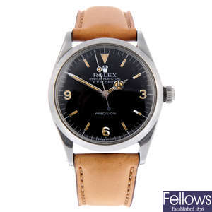 ROLEX - a gentleman's stainless steel Oyster Perpetual Explorer Precision wrist watch.