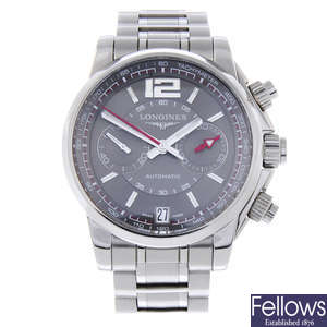 LONGINES - a gentleman's stainless steel Admiral chronograph bracelet watch.
