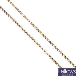 A 9ct gold longuard chain.