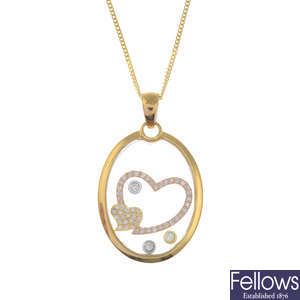A brilliant-cut diamond pendant, suspended from an 18ct gold chain.