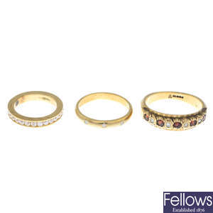 Three gem-set rings. 