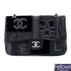 CHANEL - a black Patchwork Flap handbag.