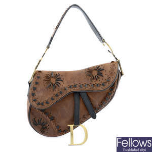 CHRISTIAN DIOR - a limited edition leather saddle handbag.