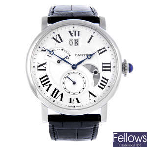CARTIER - a gentleman's stainless steel Rotonde de Cartier wrist watch.