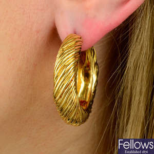 A pair of 1970s 18ct gold hoop earrings, by Kutchinsky.