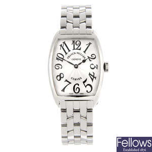 FRANCK MULLER - a lady's stainless steel Cintrée Curvex bracelet watch.