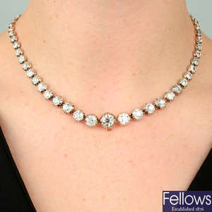 An early to mid 19th century silver and gold graduated old-cut diamond rivière necklace.