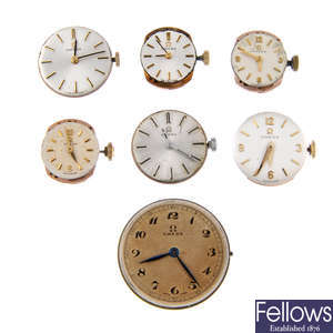 A group of assorted watch and pocket watch movements. Approximately 70.