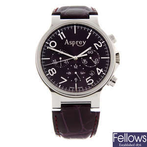 ASPREY - a gentleman's stainless steel chronograph wrist watch.