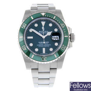 ROLEX - a gentleman's Oyster Perpetual Date Submariner "Hulk" bracelet watch.