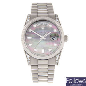 ROLEX - an 18ct white gold Oyster Perpetual Day-Date bracelet watch, 36mm.