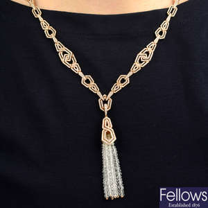 An 18ct gold rock crystal and diamond 'The London Collection' necklace, with detachable bracelet.