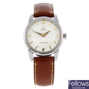OMEGA - a gentleman's stainless steel Seamaster wrist watch.
