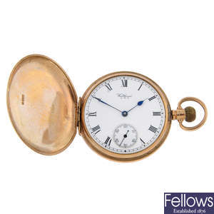 A 9ct yellow gold full hunter pocket watch by Waltham.