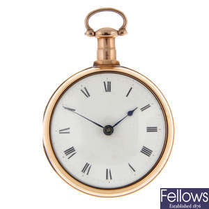 An 18ct yellow gold pair case pocket watch by William Harrison.