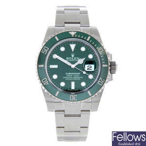 ROLEX - a gentleman's stainless steel Oyster Perpetual Date Submariner 'Hulk' bracelet watch.