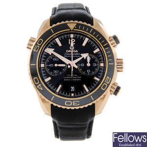 OMEGA - a gentleman's 18ct rose gold Seamaster Planet Ocean Co-Axial chronograph wrist watch.