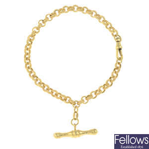 A 9ct gold Albert chain bracelet.