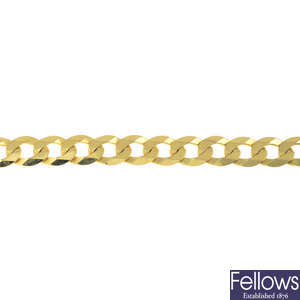 A 9ct gold curb bracelet. AF.