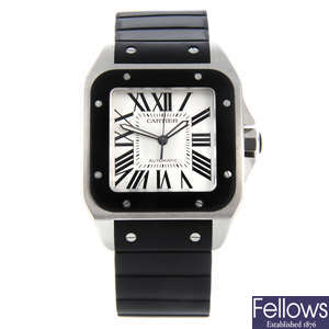 CARTIER - a gentleman's stainless steel Santos 100 XL wrist watch.